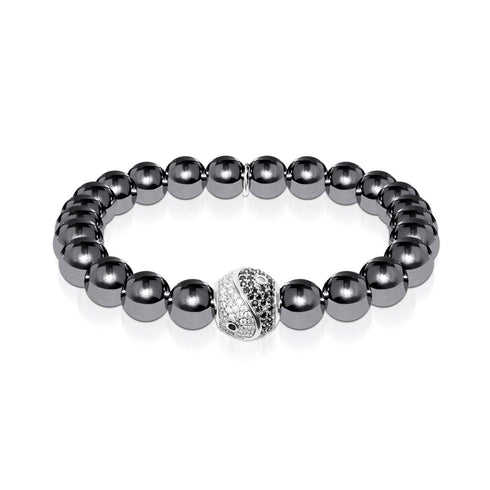 Équilibre | Argent & Hématite | Cristal Yin Yang